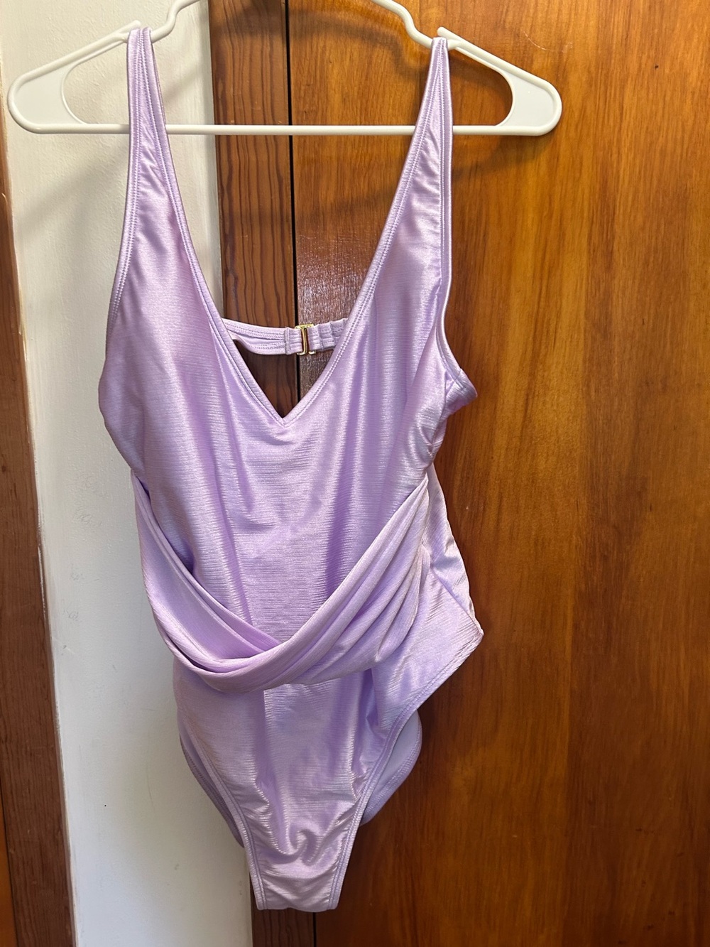 Lilac One-Piece Swimsuit with Draped Waist